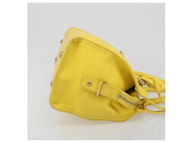 SAINT LAURENT Borsa Cabas Baby in Pelle 2way Yellow Gold Auth hk3783 D'oro Giallo - vista 3