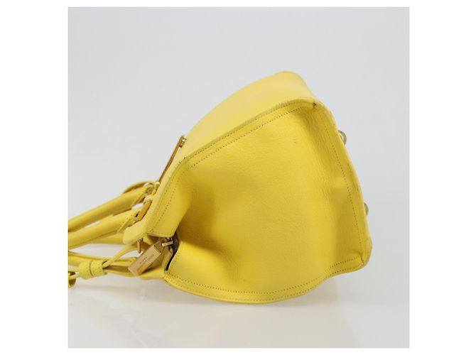 SAINT LAURENT Borsa Cabas Baby in Pelle 2way Yellow Gold Auth hk3783 D'oro Giallo - vista 4
