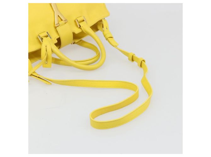 SAINT LAURENT Borsa Cabas Baby in Pelle 2way Yellow Gold Auth hk3783 D'oro Giallo - vista 8