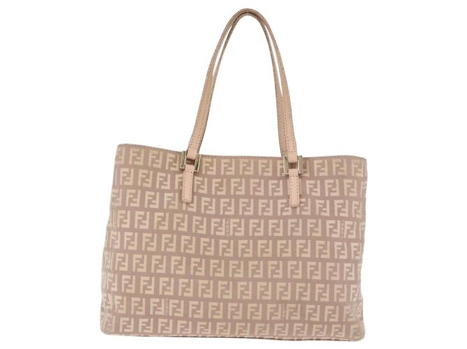 FENDI Zucchino Canvas Handtasche Beige Gold Authentisch ka4906 - Ansicht 2