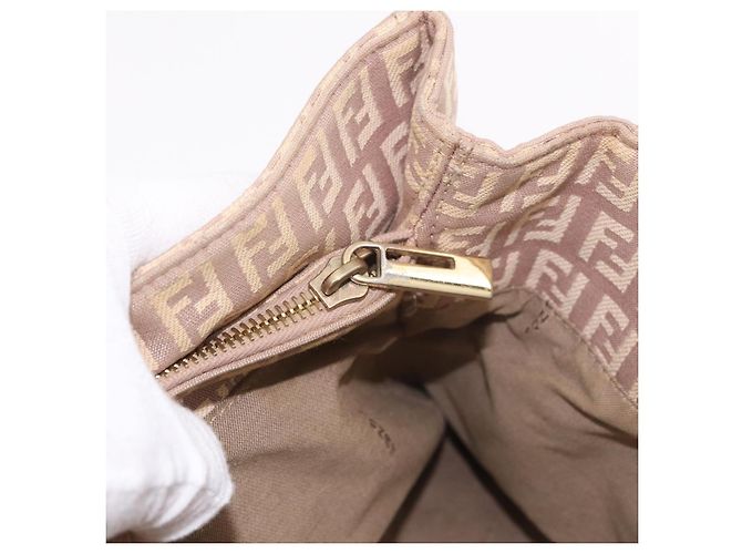 FENDI Zucchino Canvas Handtasche Beige Gold Authentisch ka4906 - Ansicht 24