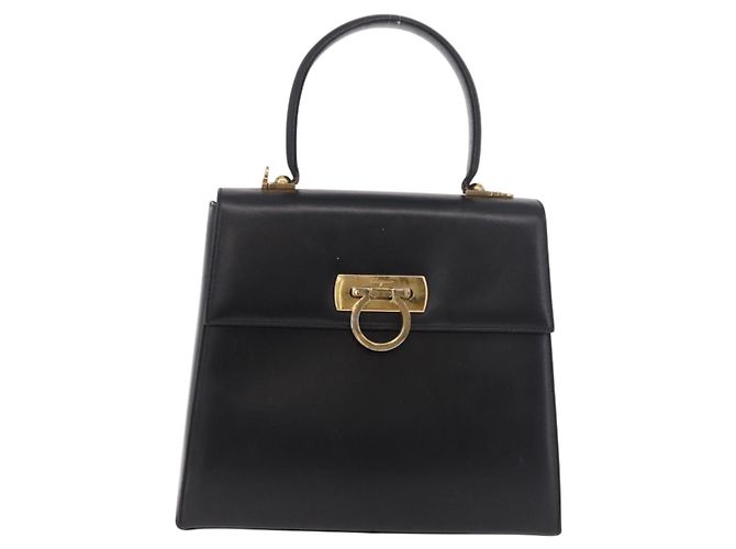 Borsa Salvatore Ferragamo Gancini in pelle nera e oro Auth 188245 Nero D'oro - vista 13