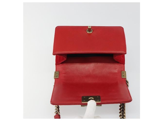 CHANEL Boy Chanel Chain Shoulder Bag Velor Red Gold CC Auth mr2605SAV Rosso D'oro - vista 10