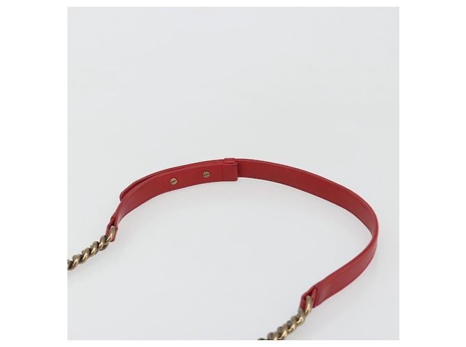 CHANEL Boy Chanel Chain Shoulder Bag Velor Red Gold CC Auth mr2605SAV Rosso D'oro - vista 8