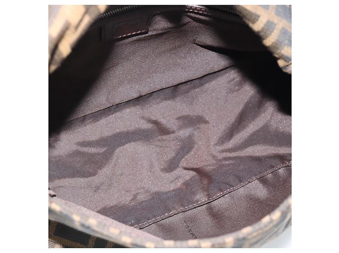 FENDI Zucca Canvas Mamma Baguette Borsa a Spalla Nero Argento Marrone Auth 186462V - vista 10