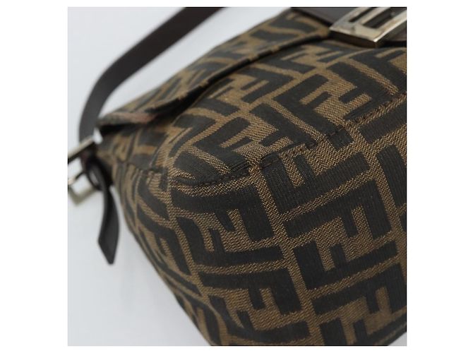 FENDI Zucca Canvas Mamma Baguette Borsa a Spalla Nero Argento Marrone Auth 186462V - vista 15