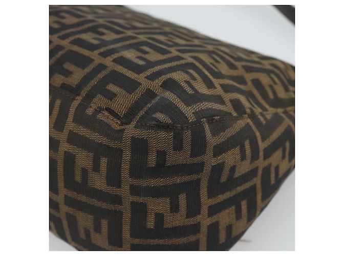 FENDI Zucca Canvas Mamma Baguette Borsa a Spalla Nero Argento Marrone Auth 186462V - vista 16
