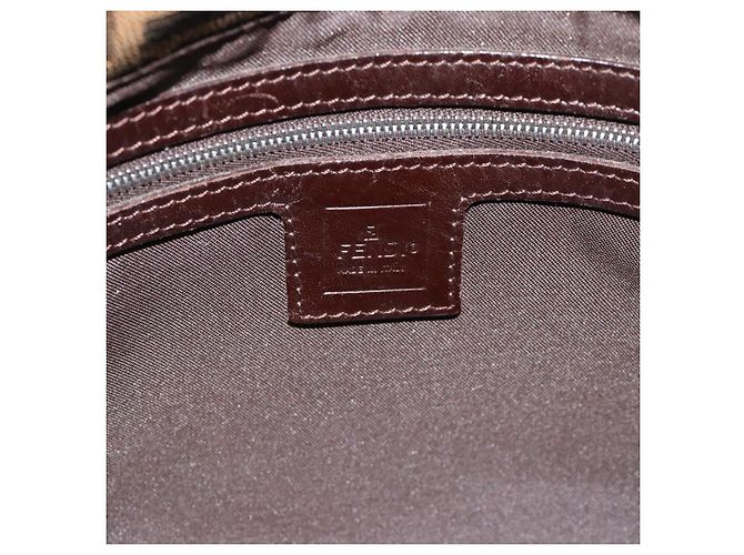 FENDI Zucca Canvas Mamma Baguette Borsa a Spalla Nero Argento Marrone Auth 186462V - vista 18