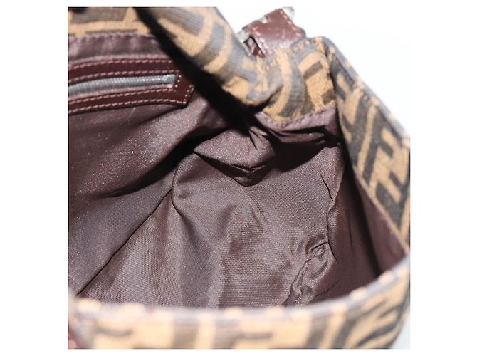 FENDI Zucca Canvas Mamma Baguette Borsa a Spalla Nero Argento Marrone Auth 186462V - vista 19
