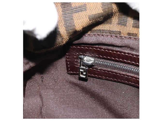 FENDI Zucca Canvas Mamma Baguette Borsa a Spalla Nero Argento Marrone Auth 186462V - vista 21