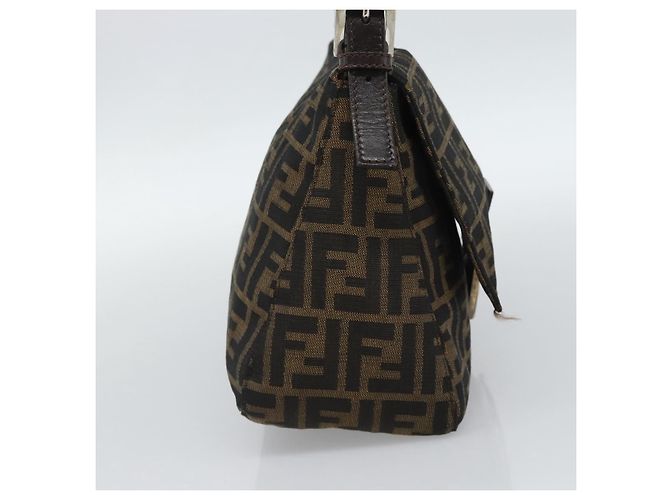 FENDI Zucca Canvas Mamma Baguette Borsa a Spalla Nero Argento Marrone Auth 186462V - vista 3