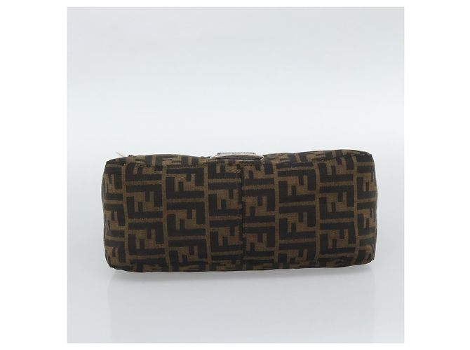 FENDI Zucca Canvas Mamma Baguette Borsa a Spalla Nero Argento Marrone Auth 186462V - vista 5