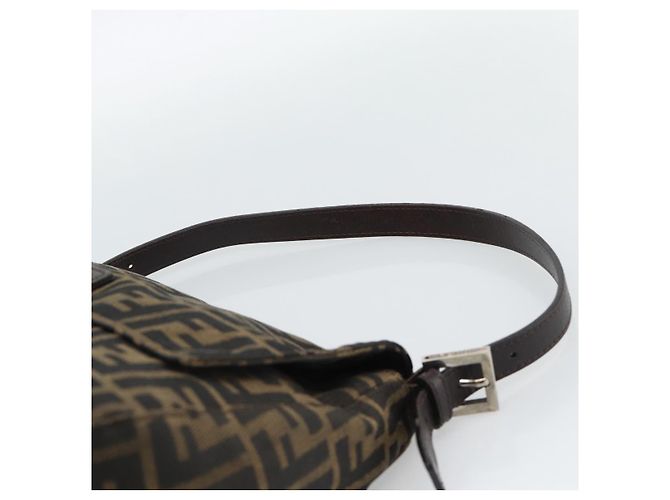 FENDI Zucca Canvas Mamma Baguette Borsa a Spalla Nero Argento Marrone Auth 186462V - vista 8