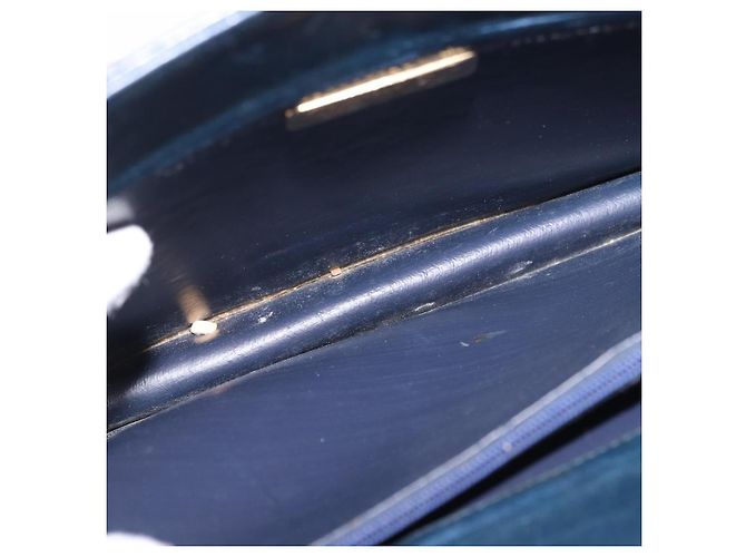 Bolsa Christian Dior de couro 2way Navy Gold Auth 188827 Dourado Azul marinho - vista 11