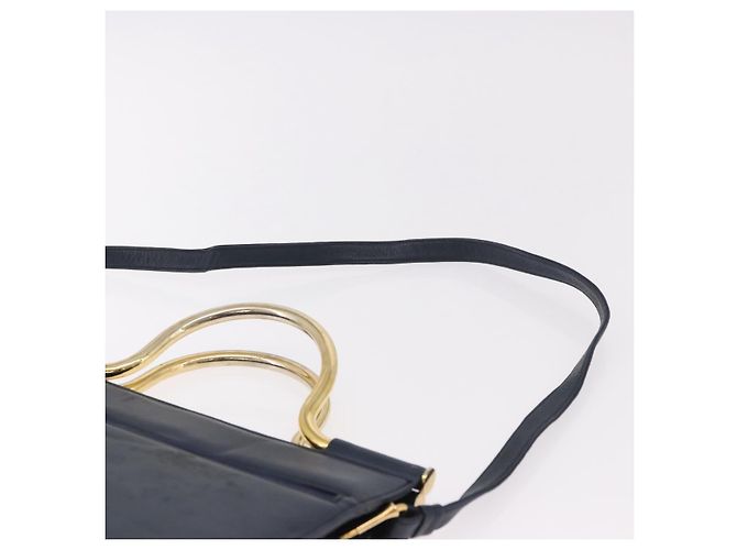 Bolsa Christian Dior de couro 2way Navy Gold Auth 188827 Dourado Azul marinho - vista 14