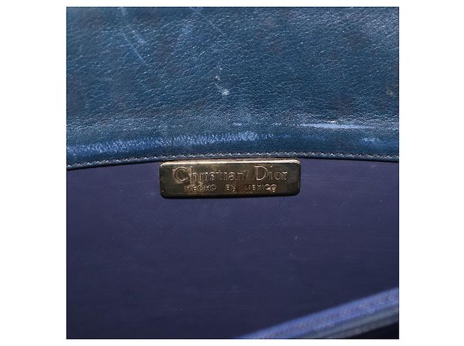 Bolsa Christian Dior de couro 2way Navy Gold Auth 188827 Dourado Azul marinho - vista 19
