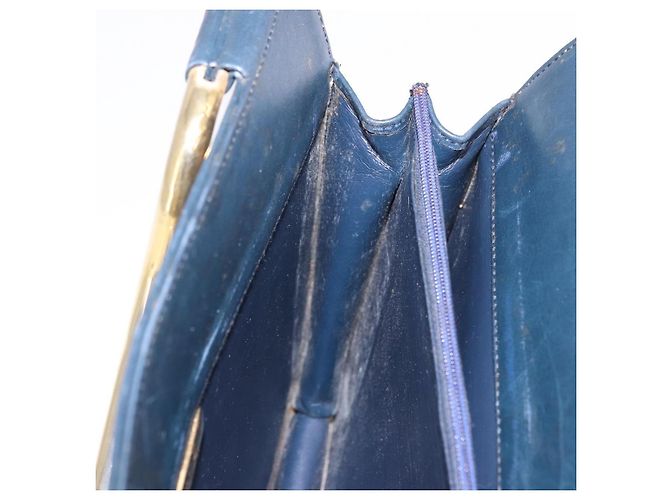 Bolsa Christian Dior de couro 2way Navy Gold Auth 188827 Dourado Azul marinho - vista 20