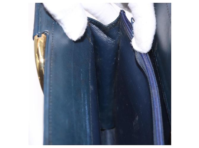 Bolsa Christian Dior de couro 2way Navy Gold Auth 188827 Dourado Azul marinho - vista 23