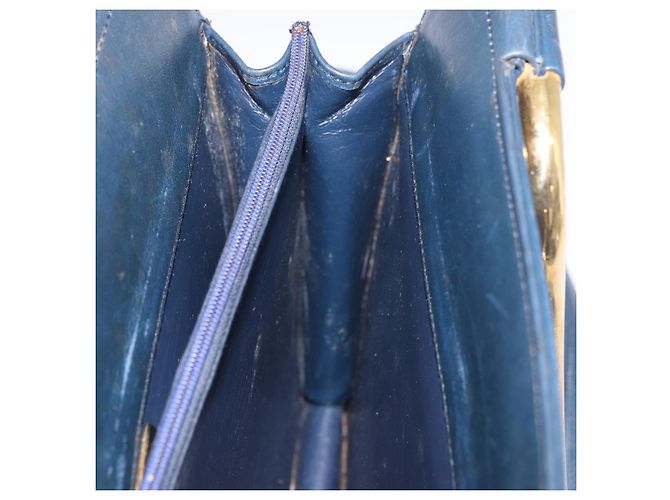 Bolsa Christian Dior de couro 2way Navy Gold Auth 188827 Dourado Azul marinho - vista 24