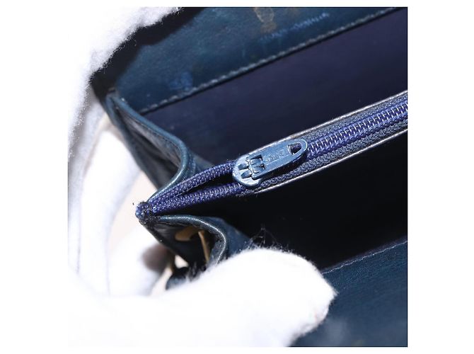Bolsa Christian Dior de couro 2way Navy Gold Auth 188827 Dourado Azul marinho - vista 25