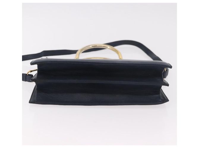 Bolsa Christian Dior de couro 2way Navy Gold Auth 188827 Dourado Azul marinho - vista 6