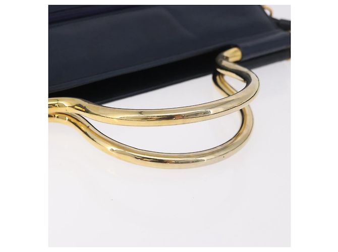 Bolsa Christian Dior de couro 2way Navy Gold Auth 188827 Dourado Azul marinho - vista 8