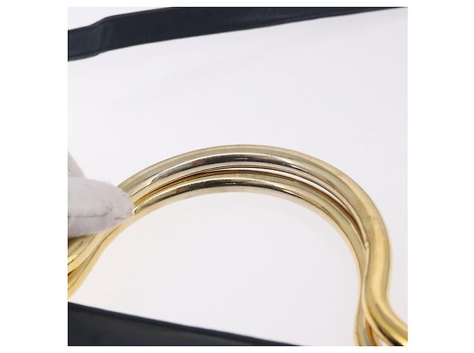 Bolsa Christian Dior de couro 2way Navy Gold Auth 188827 Dourado Azul marinho - vista 9