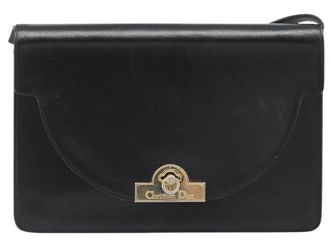 Borsa a Spalla Christian Dior in Pelle Nera e Oro Auth BA13501 Nero D'oro - vista 13