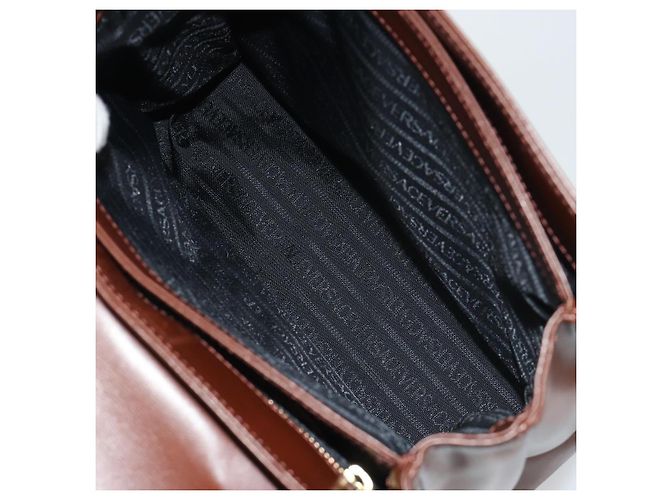 Borsa VERSACE in pelle marrone e oro Auth BA13612A D'oro - vista 12