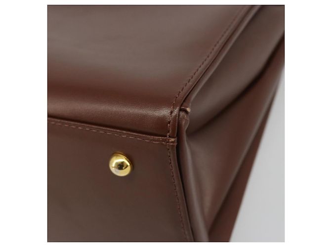 Borsa VERSACE in pelle marrone e oro Auth BA13612A D'oro - vista 9