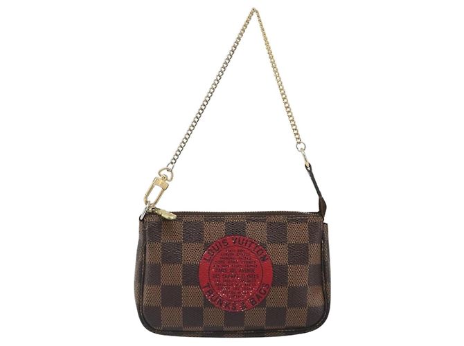 LOUIS VUITTON Damier Ebene T&B Mini Pochette Accessoires N58011 LV Auth 187163A - vista 13