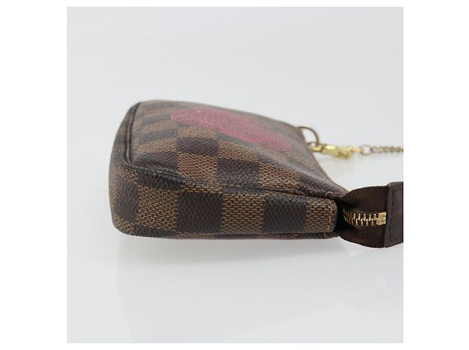LOUIS VUITTON Damier Ebene T&B Mini Pochette Accessoires N58011 LV Auth 187163A - vista 3