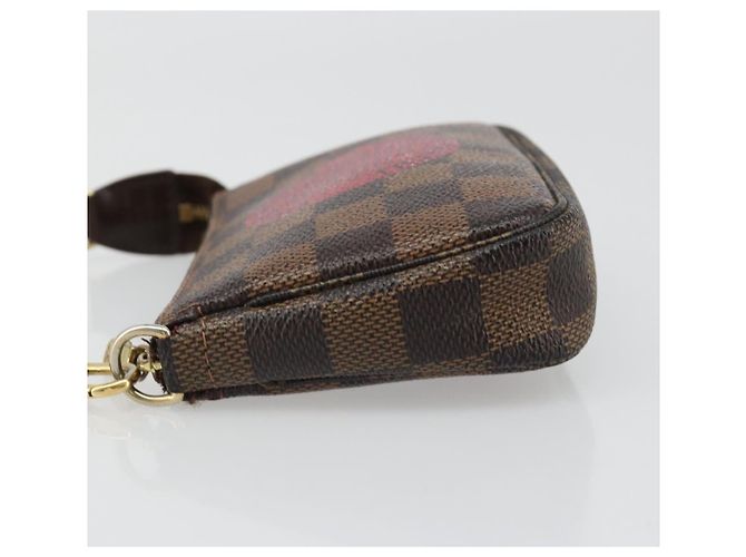 LOUIS VUITTON Damier Ebene T&B Mini Pochette Accessoires N58011 LV Auth 187163A - vista 4