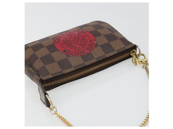 LOUIS VUITTON Damier Ebene T&B Mini Pochette Accessoires N58011 LV Auth 187163A - vista 6