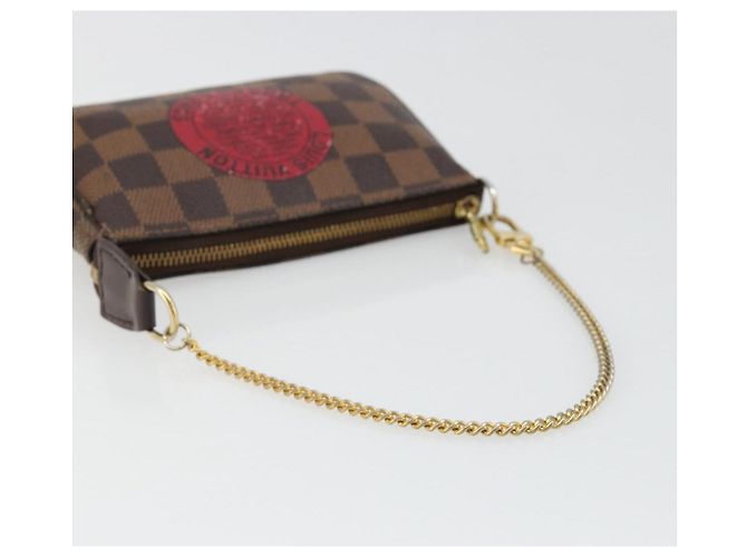 LOUIS VUITTON Damier Ebene T&B Mini Pochette Accessoires N58011 LV Auth 187163A - vista 7