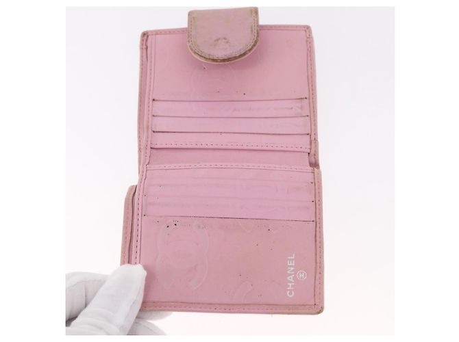 CHANEL Cambon Line Cartera Bifold de Cuero Rosa Plata CC Auth bs35716 - vista 10