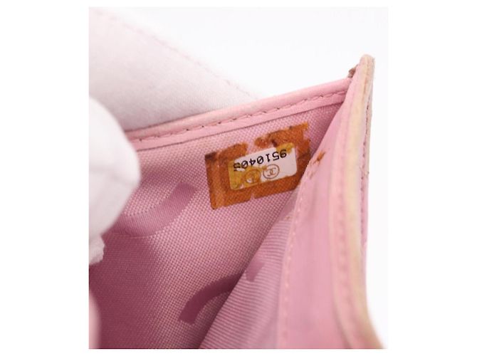 CHANEL Cambon Line Cartera Bifold de Cuero Rosa Plata CC Auth bs35716 - vista 12