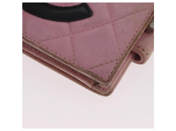 CHANEL Cambon Line Cartera Bifold de Cuero Rosa Plata CC Auth bs35716 - vista 14