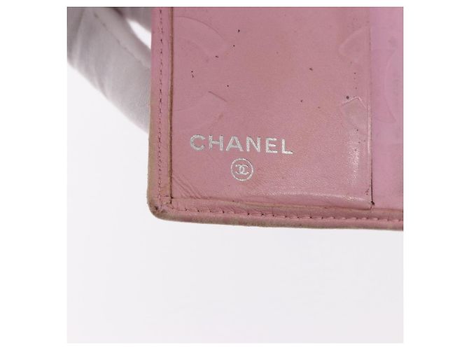CHANEL Cambon Line Cartera Bifold de Cuero Rosa Plata CC Auth bs35716 - vista 17