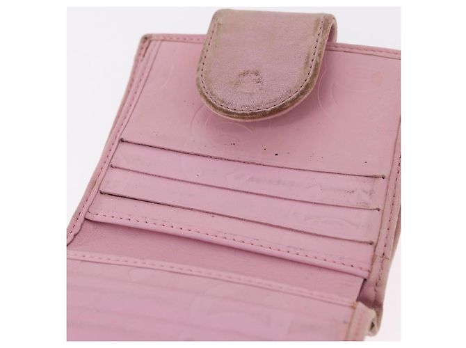 CHANEL Cambon Line Cartera Bifold de Cuero Rosa Plata CC Auth bs35716 - vista 19