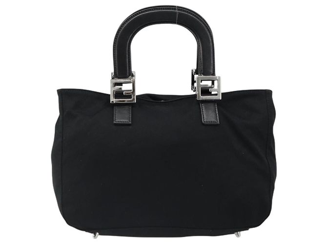 Borsa FENDI in jersey di cotone nero e argento Auth hk3809 - vista 13