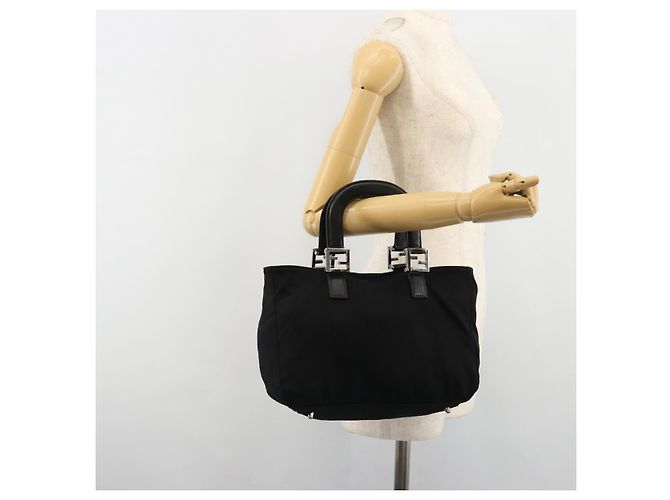 Borsa FENDI in jersey di cotone nero e argento Auth hk3809 - vista 20