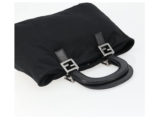 Borsa FENDI in jersey di cotone nero e argento Auth hk3809 - vista 6