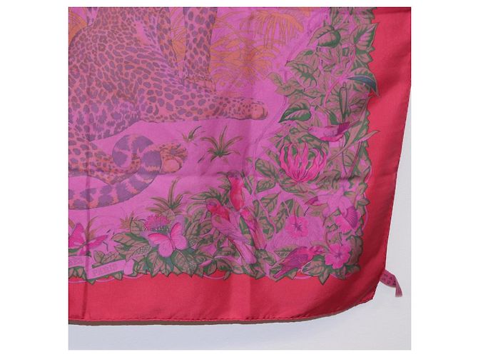 Hermès HERMES Carré 90 Sciarpa in seta "JUNGLE LOVE" Rosa Autentico 185241 - vista 10