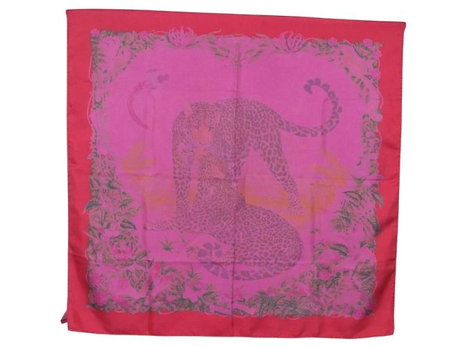 Hermès HERMES Carré 90 Sciarpa in seta "JUNGLE LOVE" Rosa Autentico 185241 - vista 11