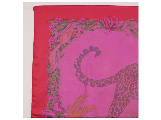 Hermès HERMES Carré 90 Sciarpa in seta "JUNGLE LOVE" Rosa Autentico 185241 - vista 2