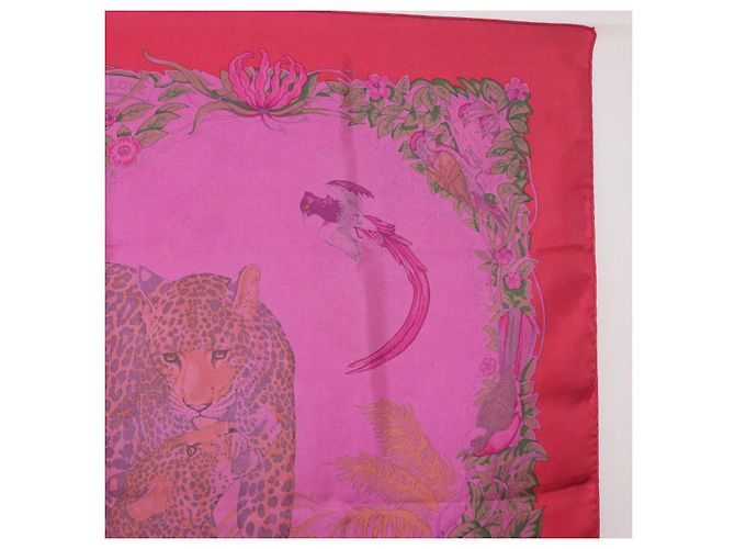 Hermès HERMES Carré 90 Sciarpa in seta "JUNGLE LOVE" Rosa Autentico 185241 - vista 4