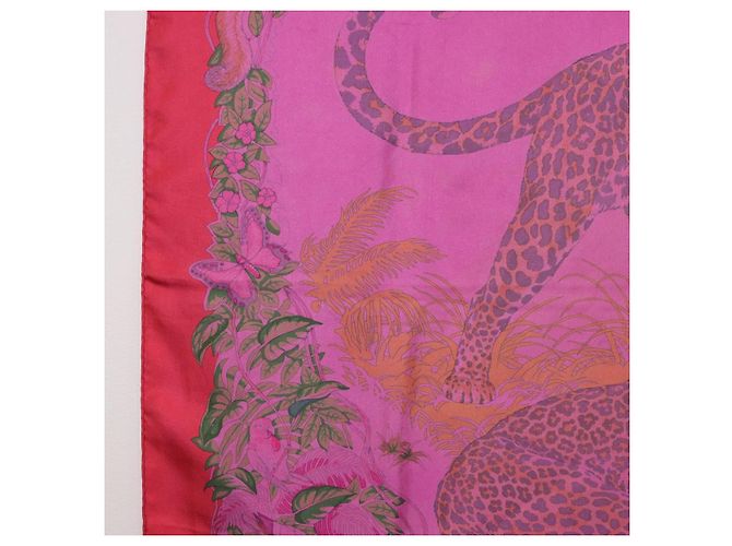 Hermès HERMES Carré 90 Sciarpa in seta "JUNGLE LOVE" Rosa Autentico 185241 - vista 5