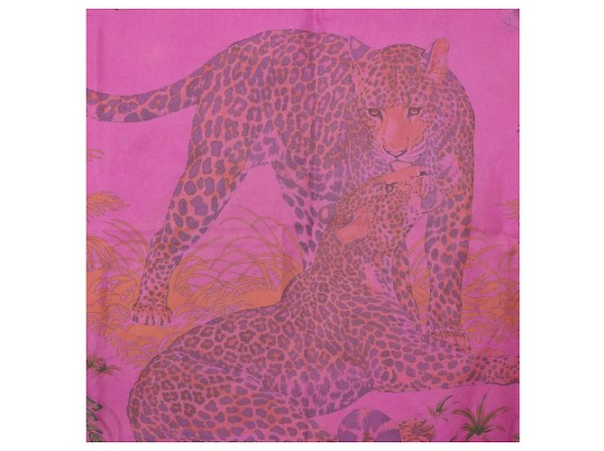 Hermès HERMES Carré 90 Sciarpa in seta "JUNGLE LOVE" Rosa Autentico 185241 - vista 6