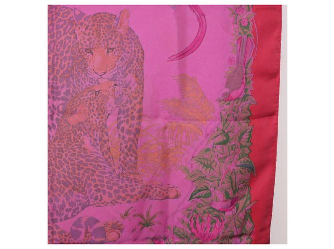 Hermès HERMES Carré 90 Sciarpa in seta "JUNGLE LOVE" Rosa Autentico 185241 - vista 7